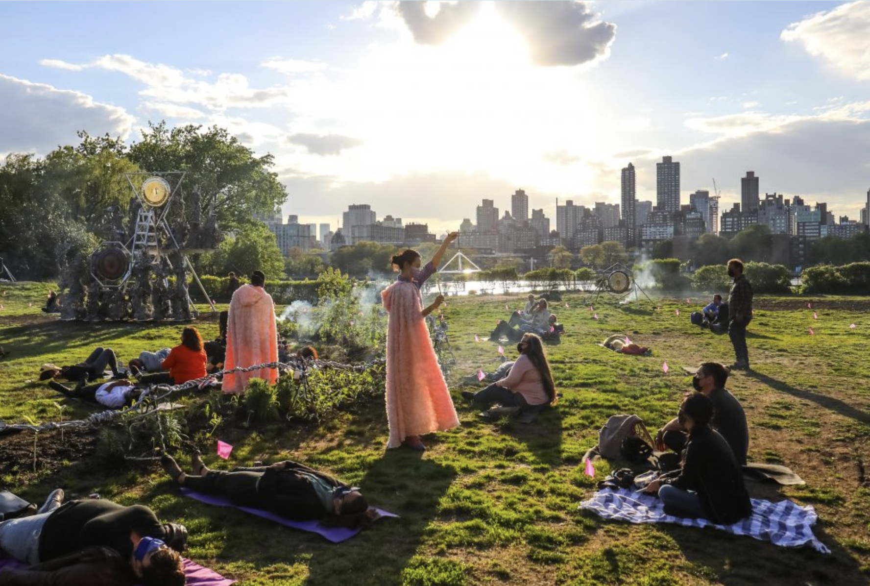 Performance art in a park in New York City