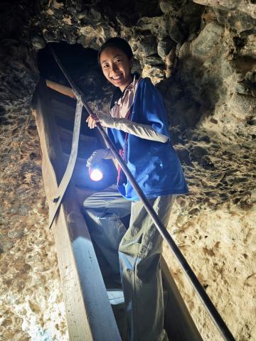 Woman in a subterranean temple